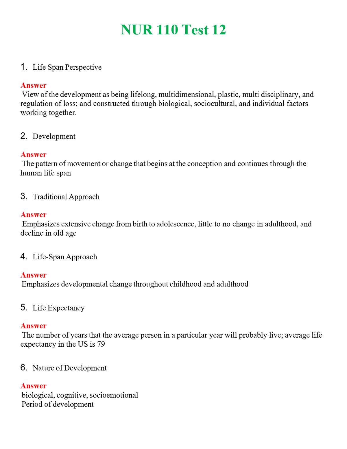 NUR 110 TEST 12 | A++ EXAM WITH ALL NEW QS & AS - GUARANTEED PASS!