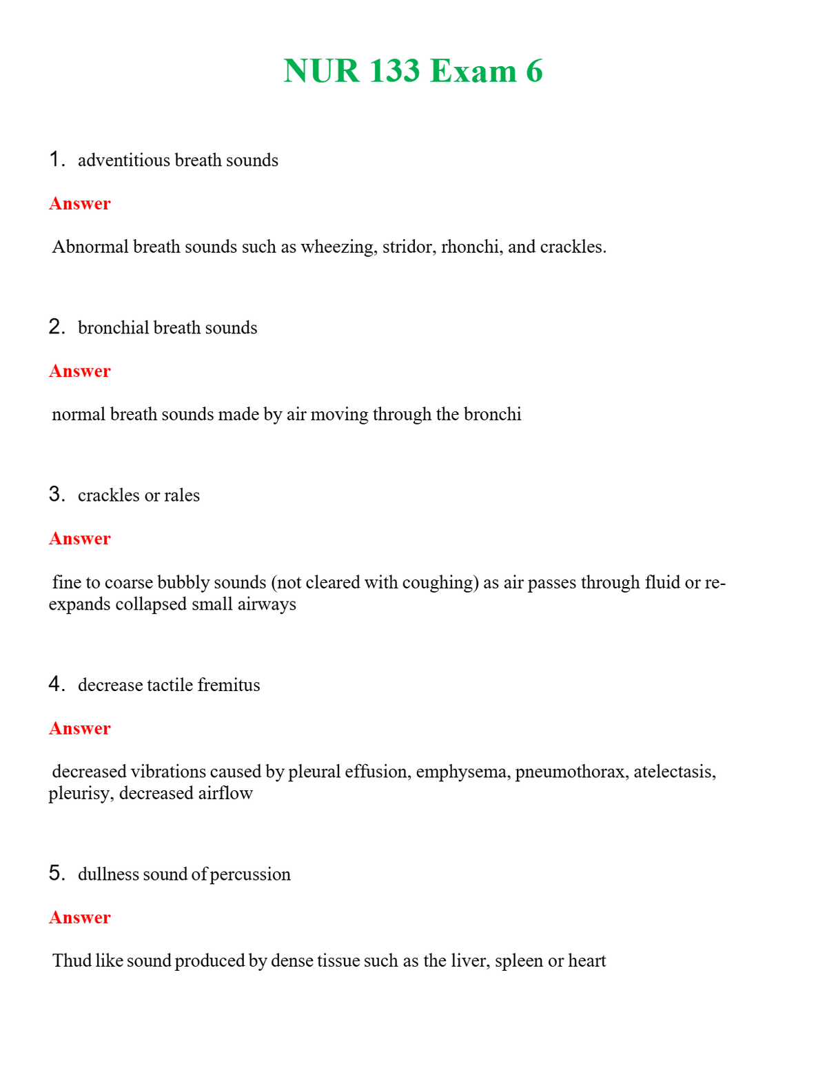 NUR 133 EXAM 6 | WITH 100% VERIFIED ANSWERS