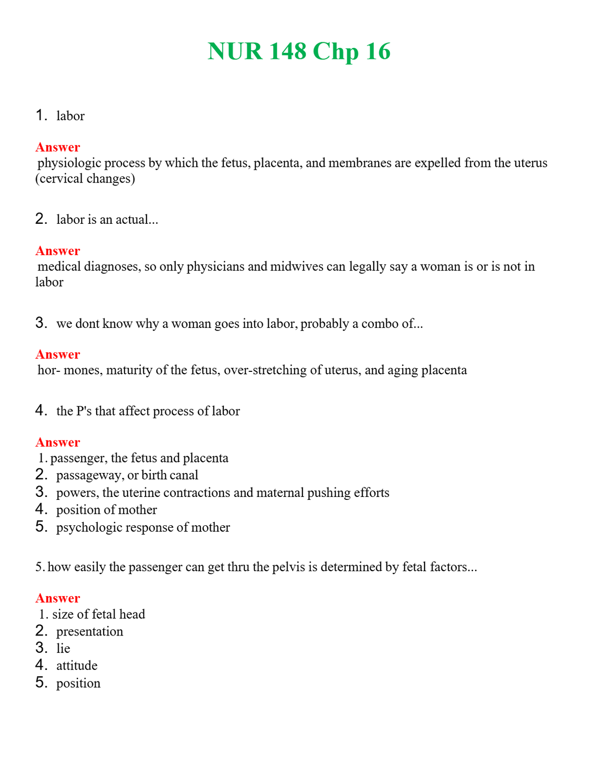 NUR 148 CHP 16 | COMPLETE ANSWERS 100% CORRECT