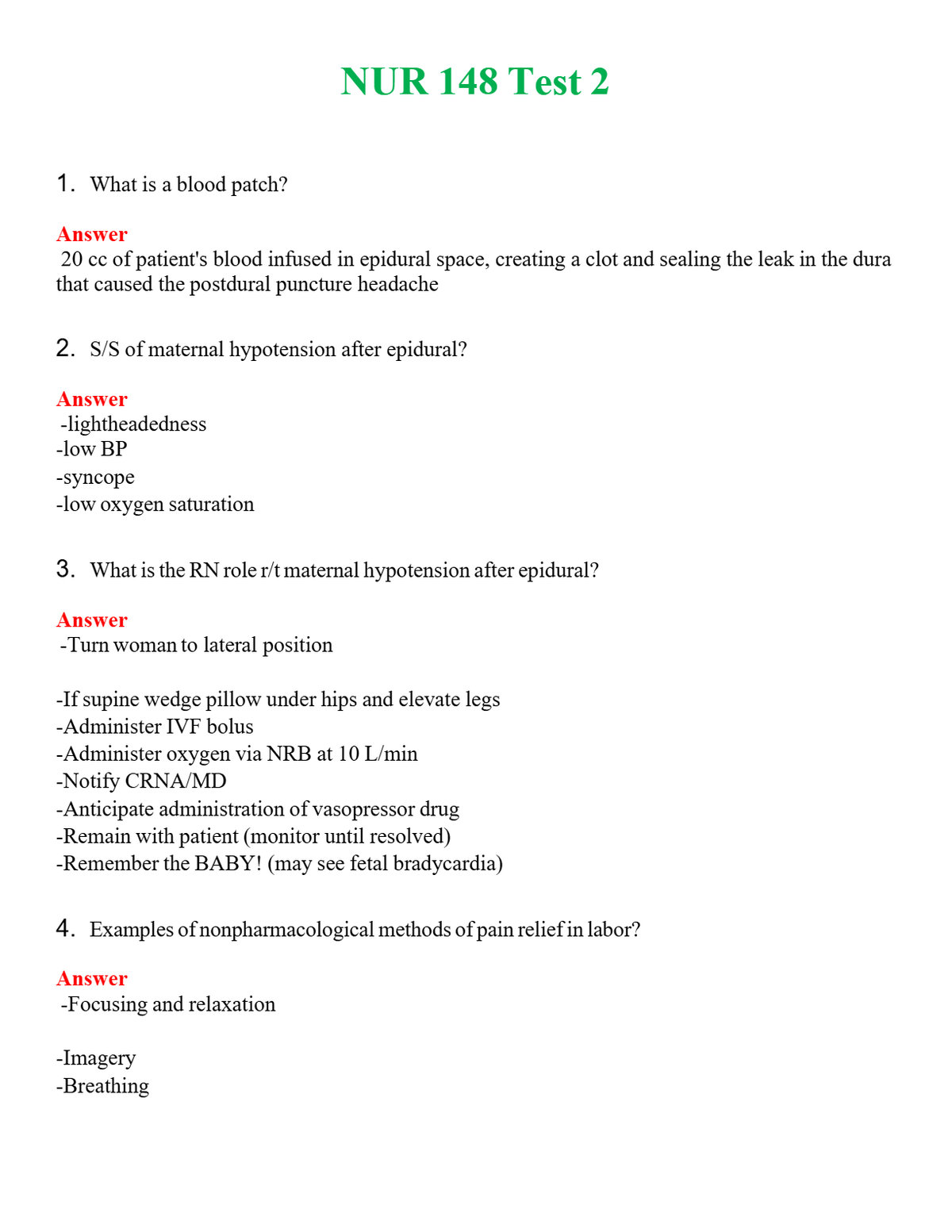 NUR 148 TEST 2 | QUESTIONS & ANSWERS (SOLVED)