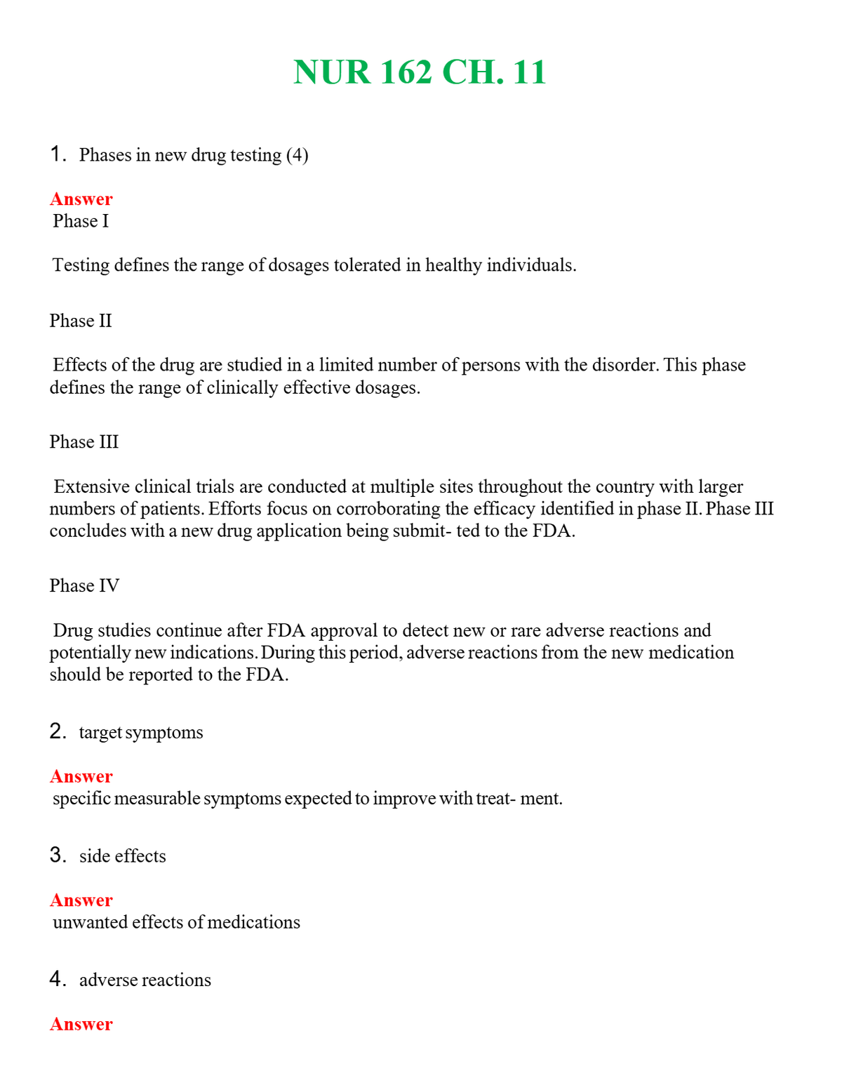 NUR 162 CH. 11 | A+ RATED GUIDE | QUESTIONS AND ANSWERS (SOLVED)