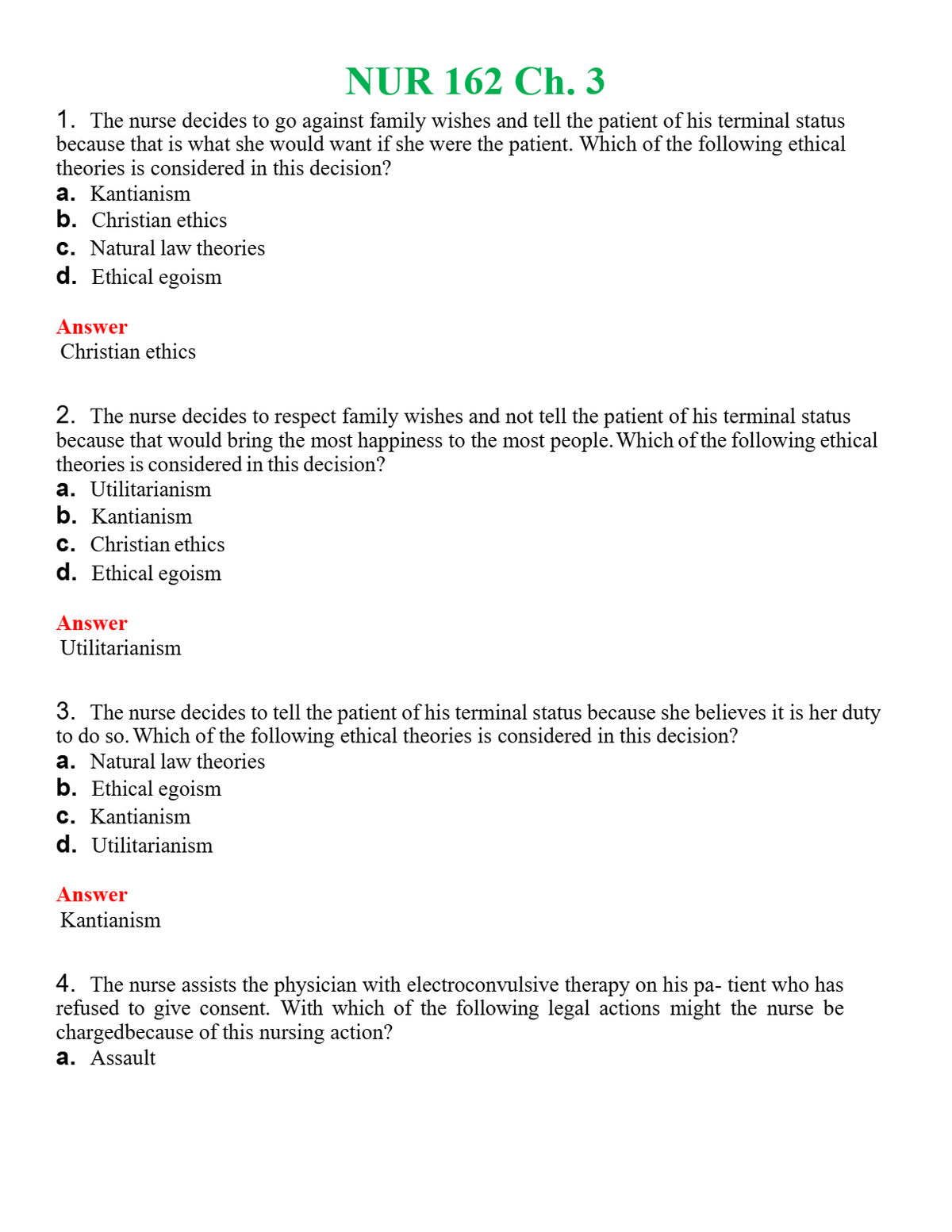 NUR 162 CH. 3 | (ACTUAL EXAM ) QUESTIONS AND ANSWERS (SOLVED)