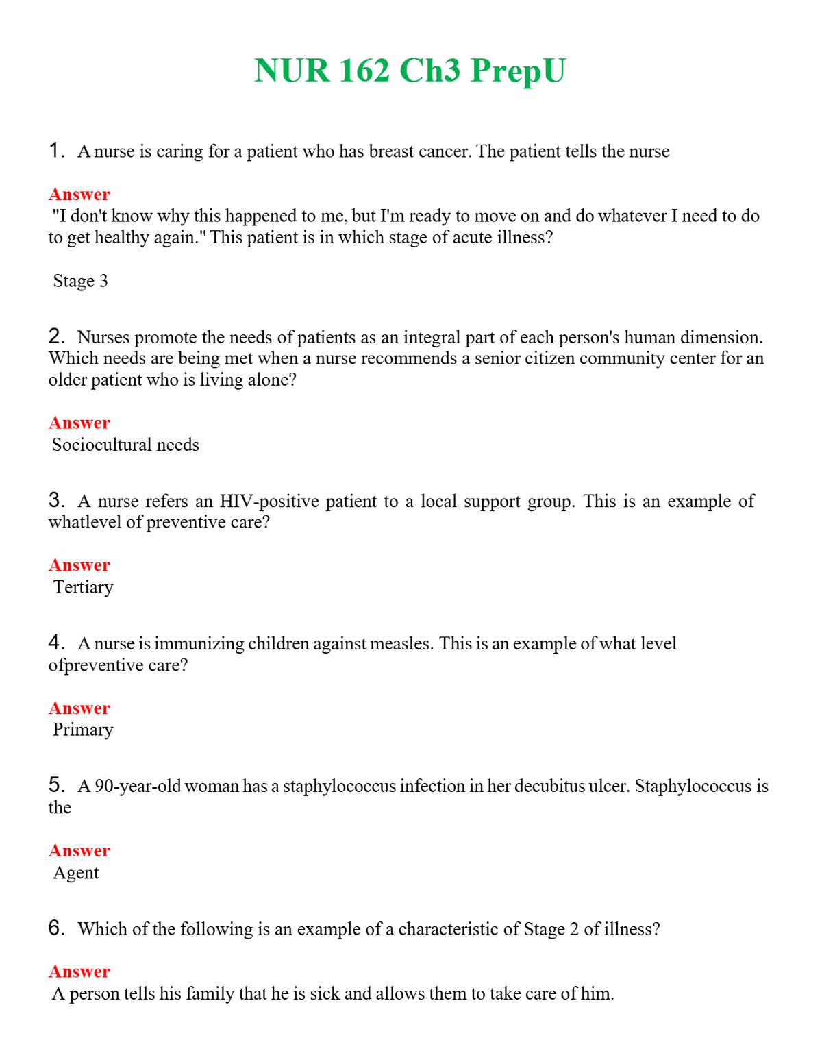 NUR 162 CH3 PREPU | PASSED | A+ RATED GUIDE | NEW FULL EXAM