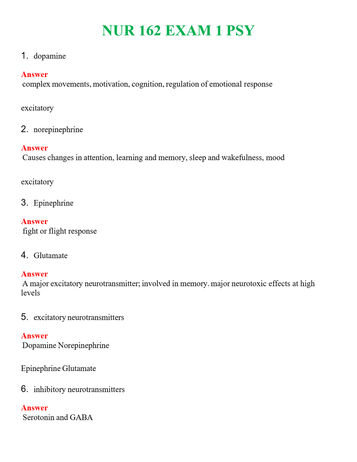 NUR 162 EXAM 1 PSY | LATEST QUESTIONS WITH COMPLETE GRADE A++ ANSWERS