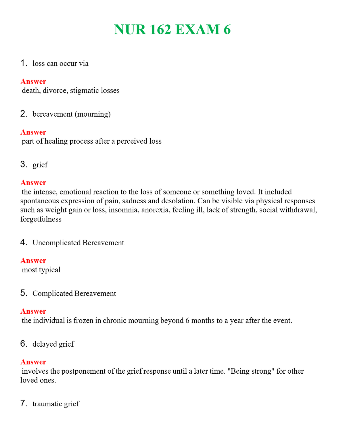 NUR 162 EXAM 6 | PASSED | A+ RATED GUIDE | NEW FULL EXAM