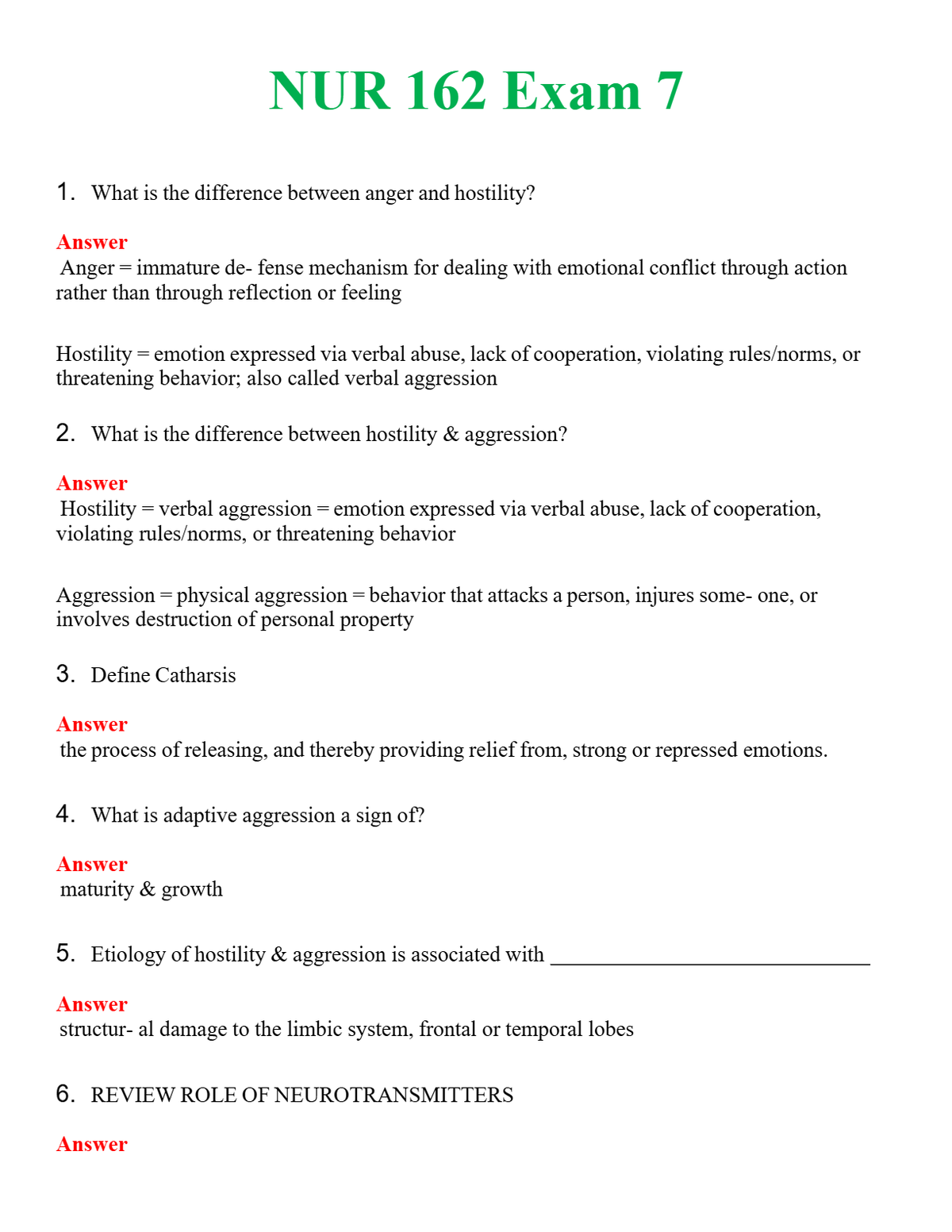 NUR 162 EXAM 7 | A+ RATED GUIDE | QUESTIONS AND ANSWERS (SOLVED)