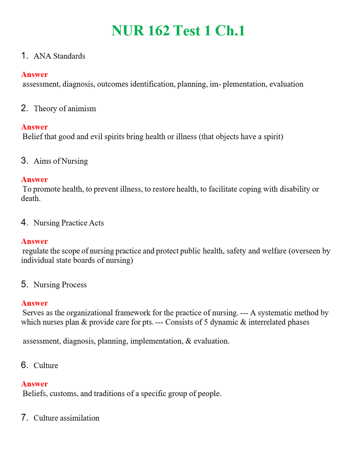 NUR 162 TEST 1 CH.1 | A++ EXAM WITH ALL NEW QS & AS - GUARANTEED PASS!