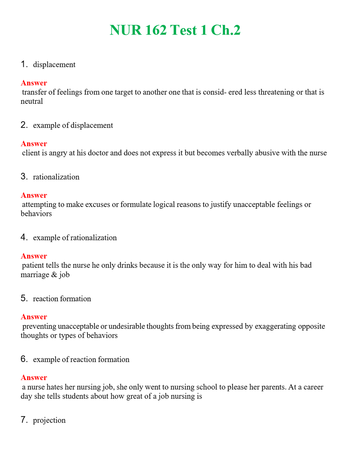NUR 162 TEST 1 CH.2 | COMPLETE QUESTIONS & ANSWERS (SOLVED) 100% CORRECT