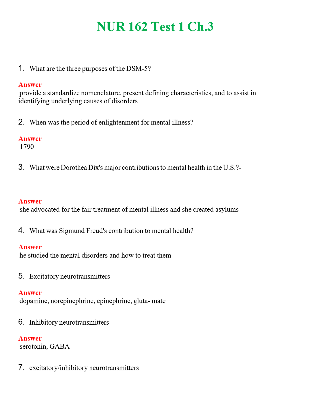 NUR 162 TEST 1 CH.3 | QUESTIONS AND ANSWERS INCLUDED