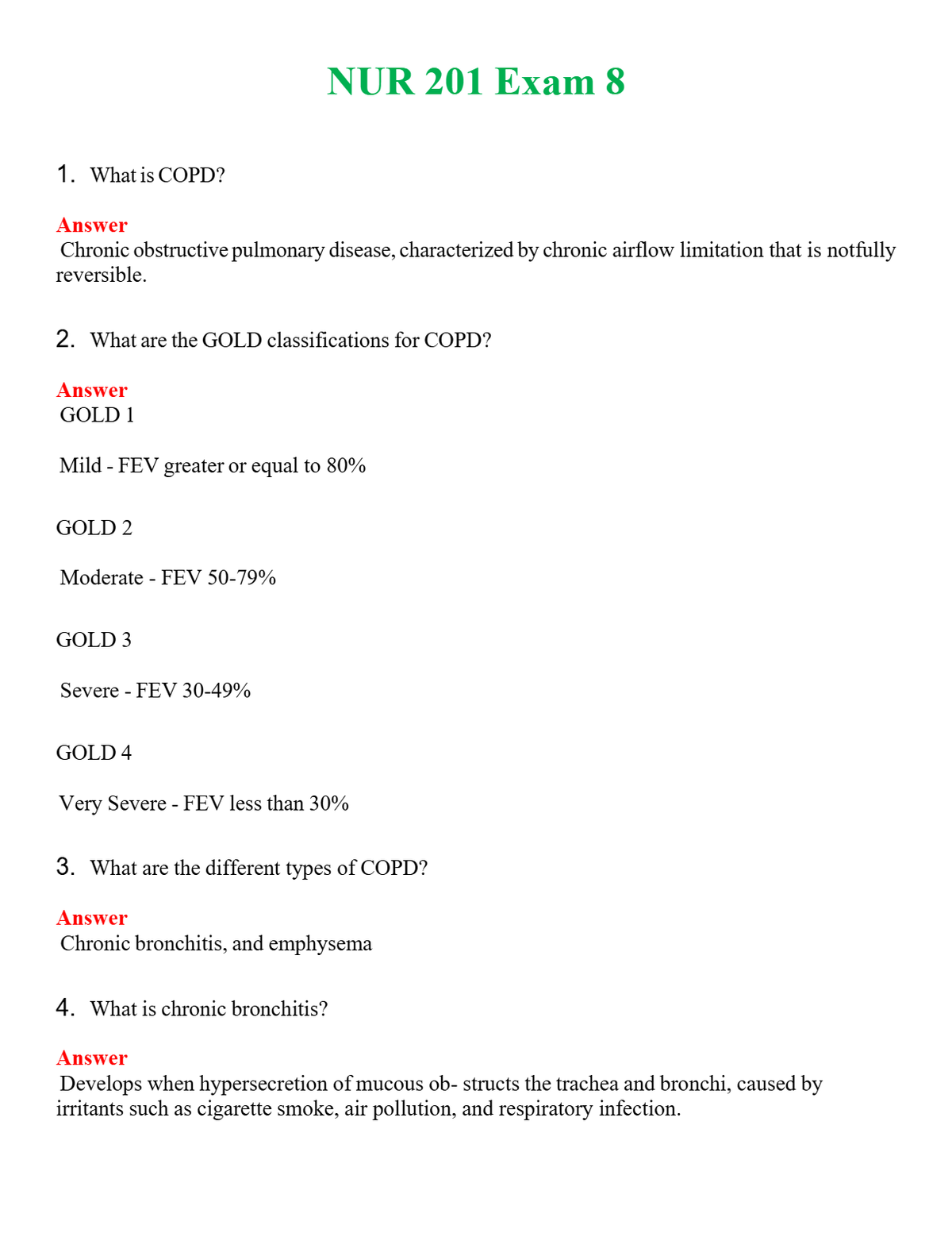 NUR 201 EXAM 8 | (ACTUAL EXAM ) QUESTIONS AND ANSWERS (SOLVED)