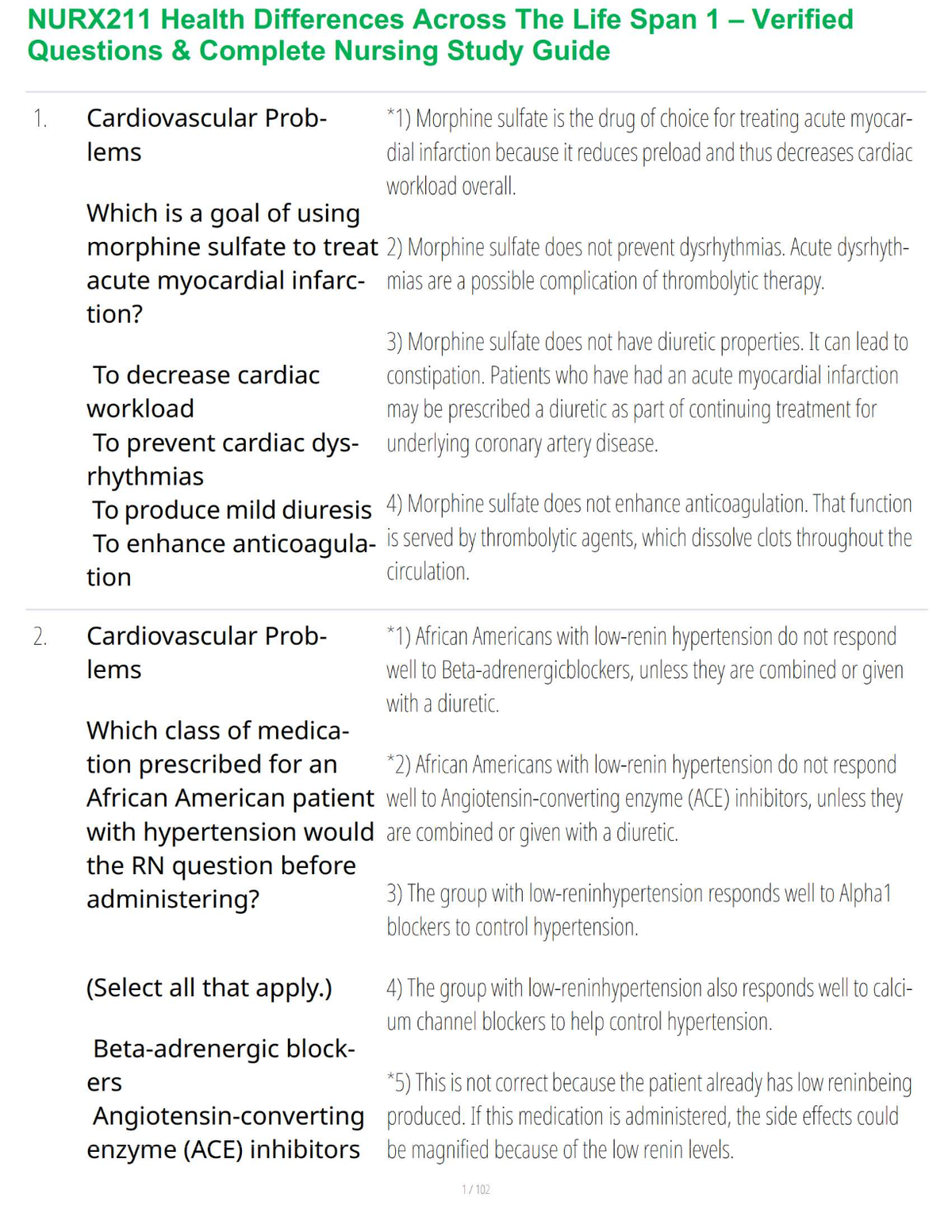 NURX211 Health Differences Across The Life Span 1 – Verified Questions & Complete Nursing Study Guide