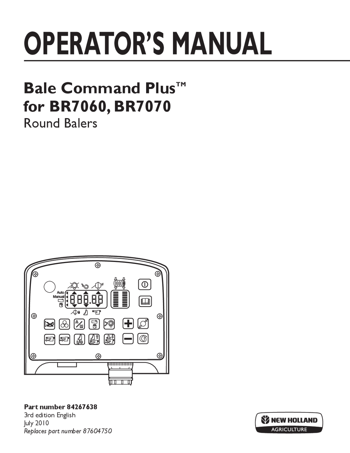 New Holland BR7060, BR7070 Round Baler Operator's Manual