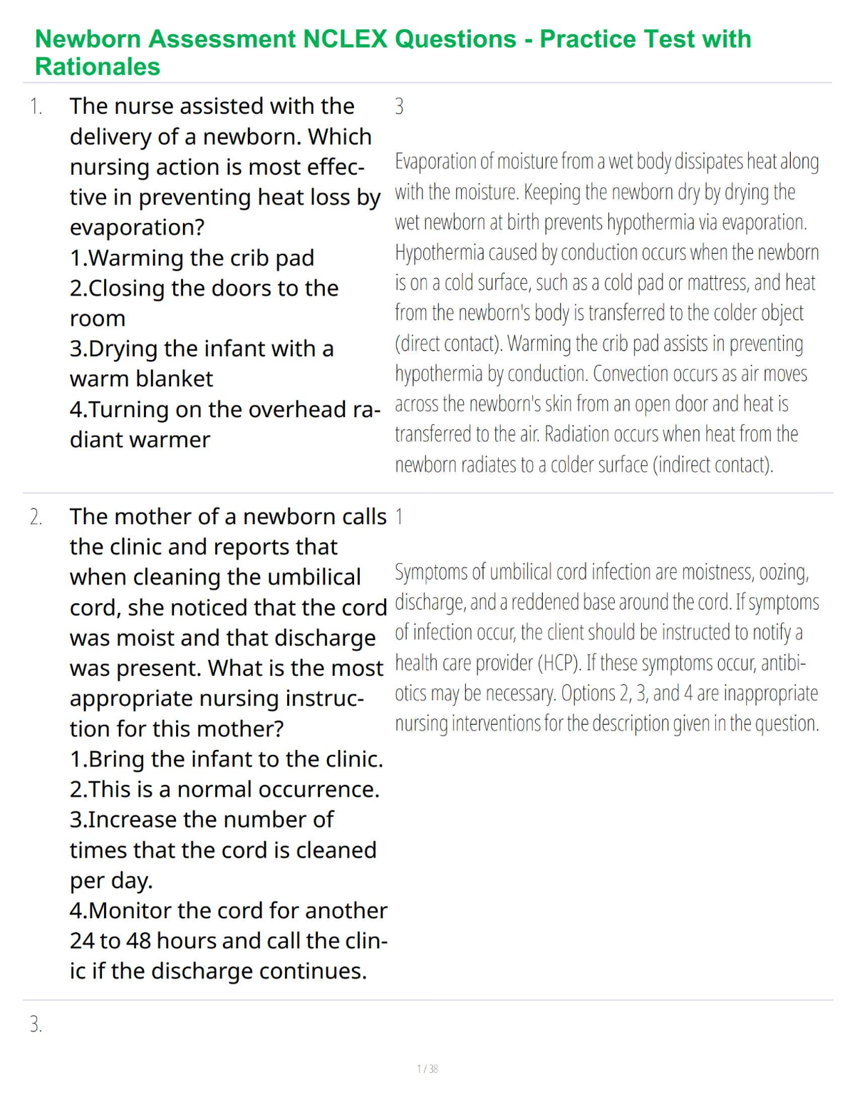 Newborn Assessment NCLEX Questions - Practice Test with Rationales