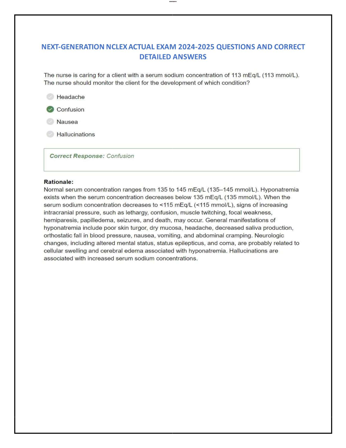 Next-Generation NCLEX (NGN) Exam Prep 2024–2025 – Actual Questions with Correct Detailed Answers