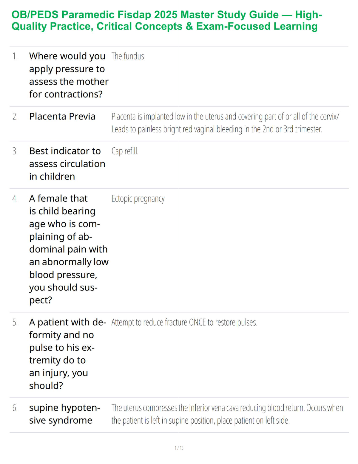 OB/PEDS Paramedic Fisdap 2025 Master Study Guide — High-Quality Practice, Critical Concepts & Exam-Focused Learning