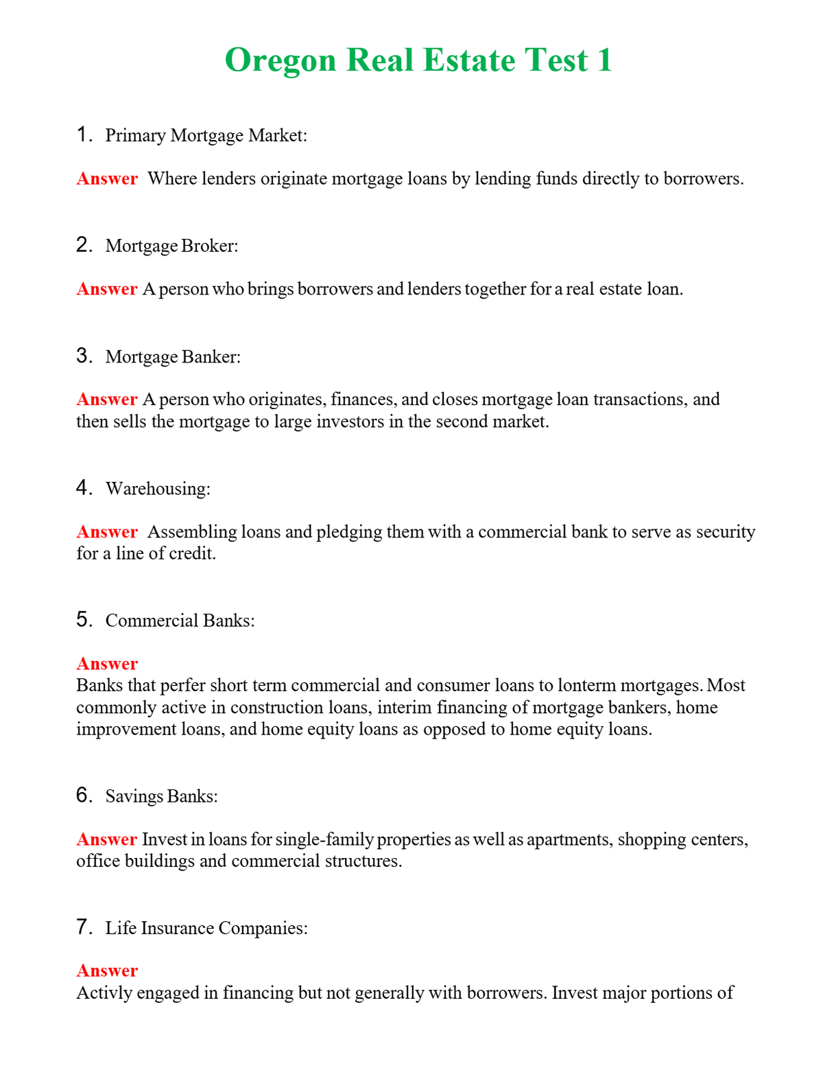 Oregon Real Estate Test 1 Questions With Complete Grade A+ Answers