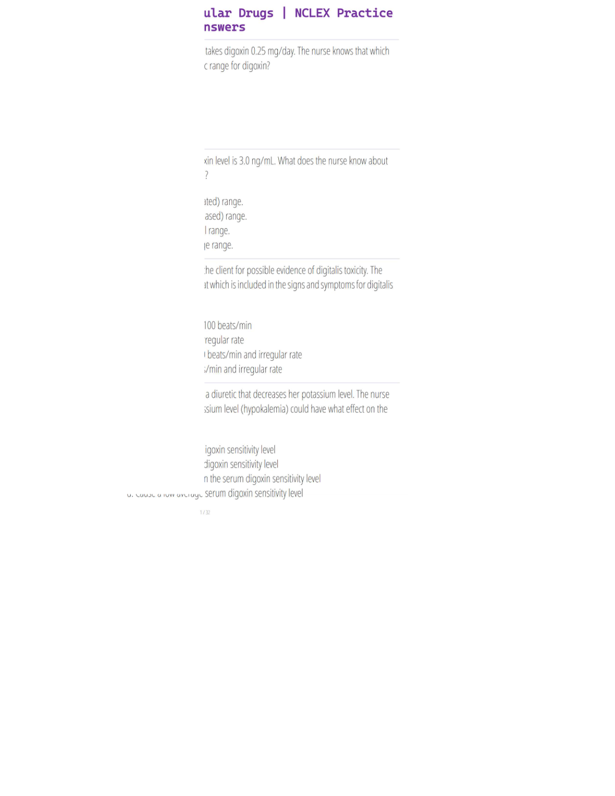 Pharmacology – Cardiovascular Drugs | NCLEX Practice Questions with Verified Answers