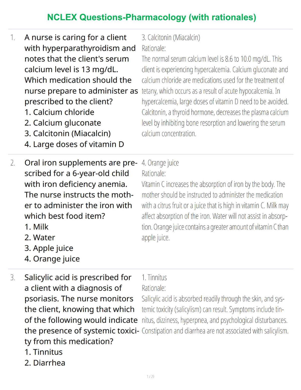 Pharmacology NCLEX Questions - Practice Test with Rationales
