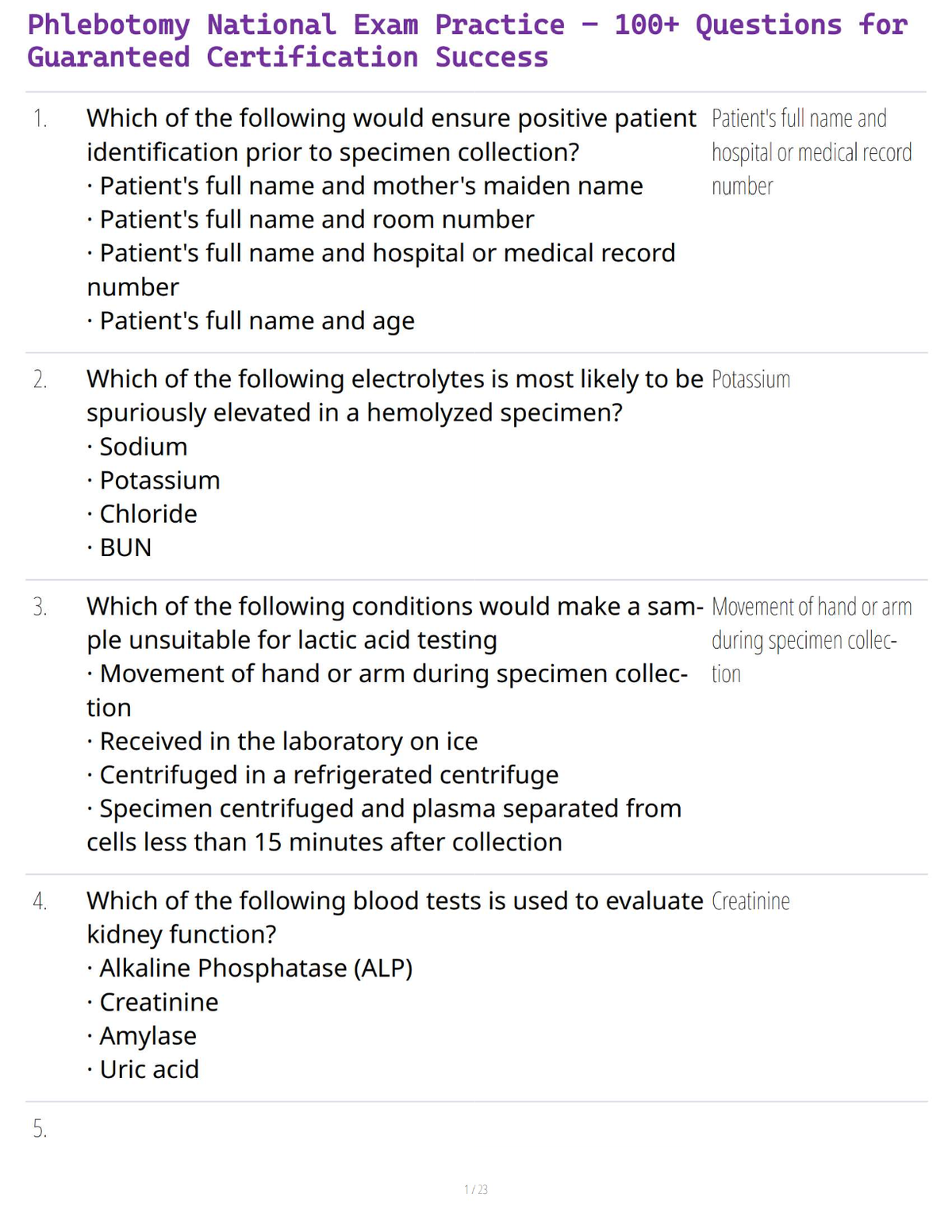Phlebotomy National Exam Practice – 100+ Questions for Guaranteed Certification Success