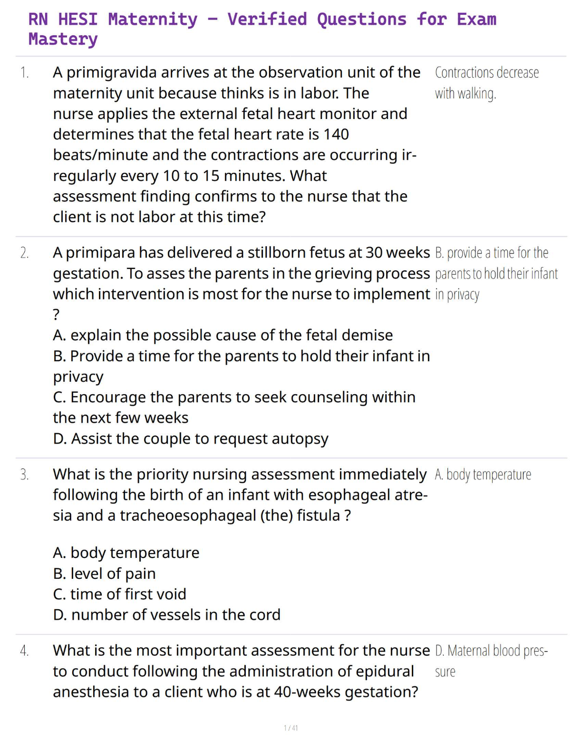 RN HESI Maternity – Verified Questions for Exam Mastery
