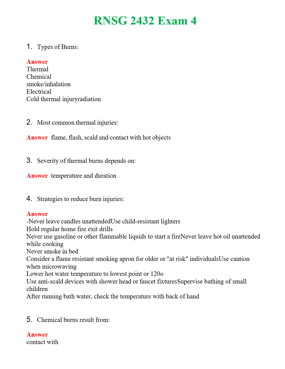 RNSG 2432 Exam 4 | Actual Questions and Verified Answers ( Included ) 100% Correct