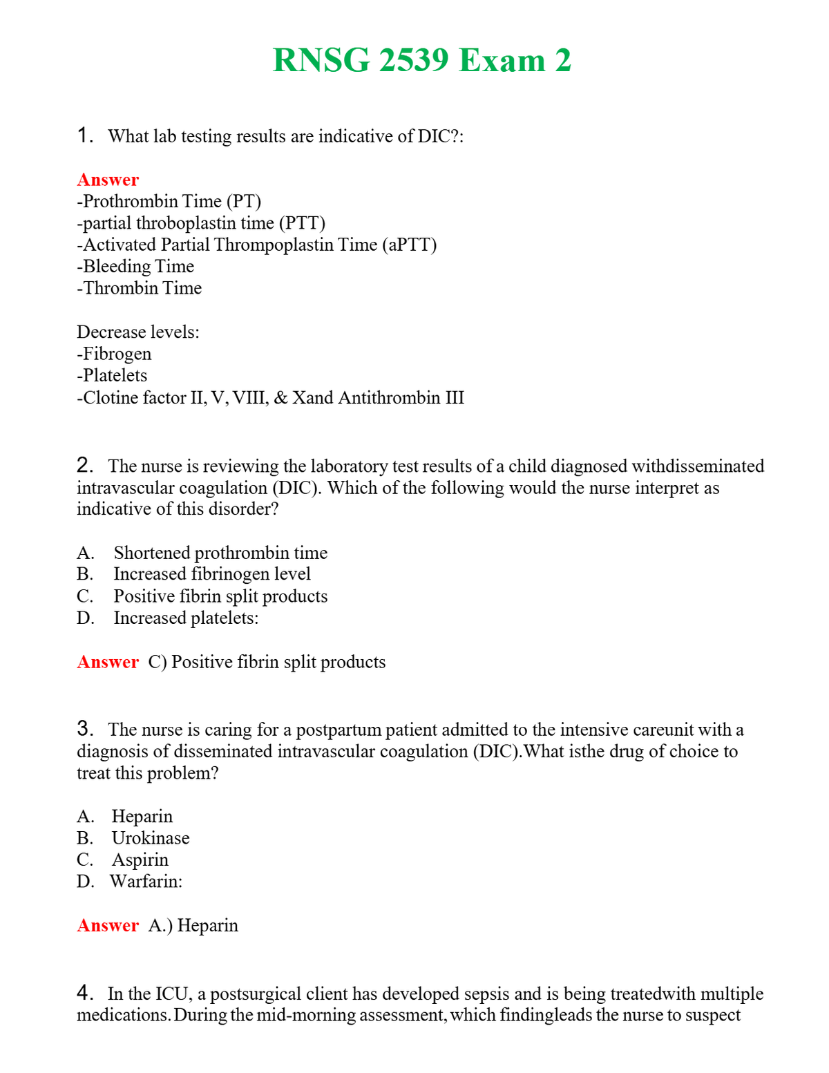 RNSG 2539 Exam 2 | Actual Questions and Verified Answers ( Included ) 100% Correct