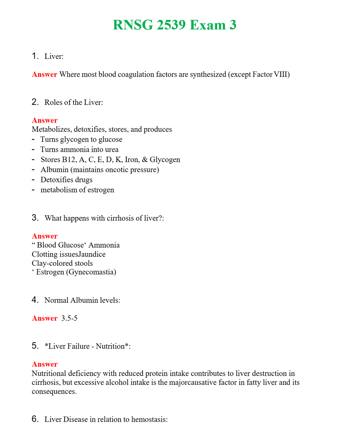 RNSG 2539 Exam 3 | Actual Questions and Verified Answers ( Included ) 100% Correct