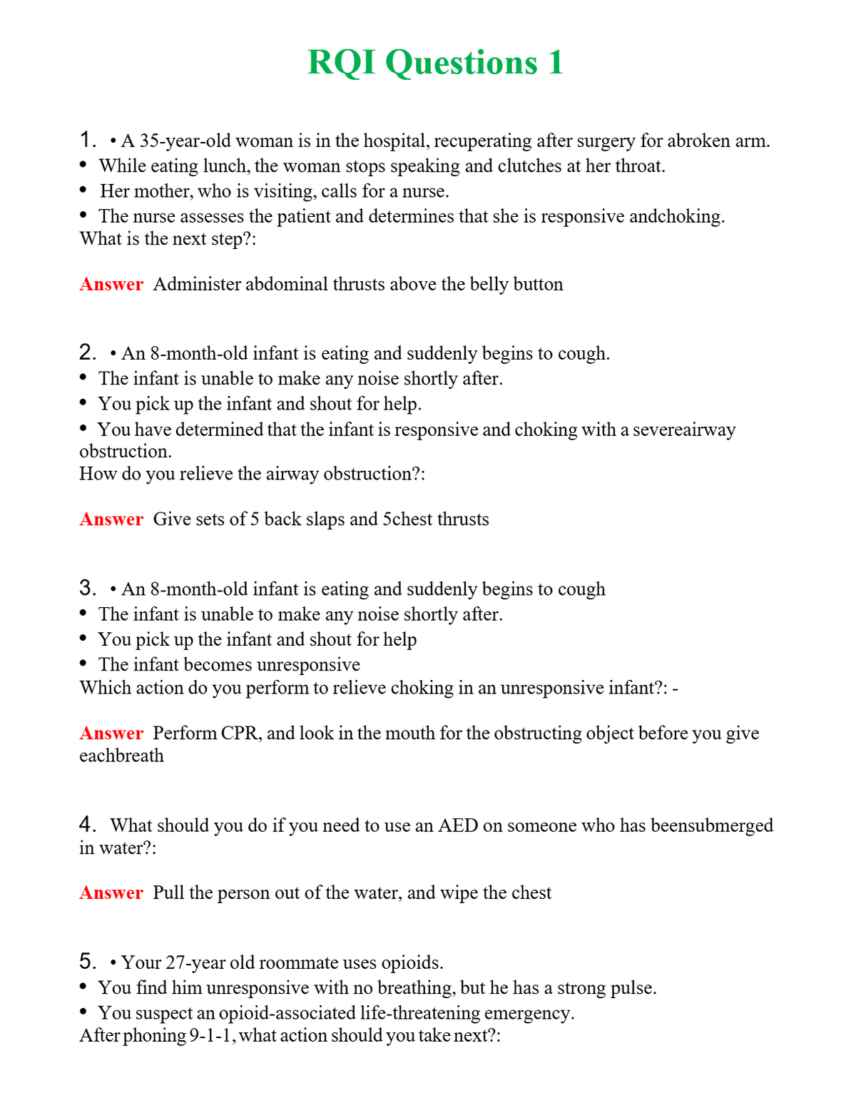 RQI Questions 1 Questions With Complete Grade A+ Answers