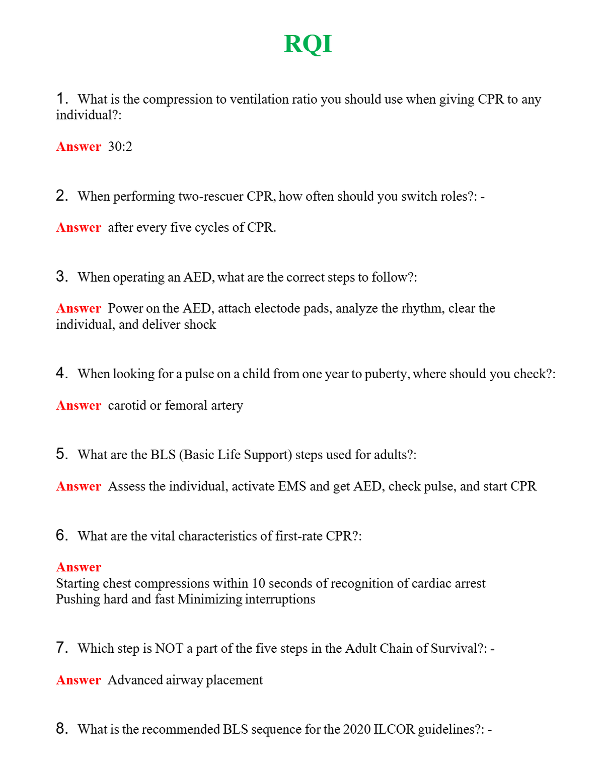 RQI Questions With Complete Grade A+ Answers