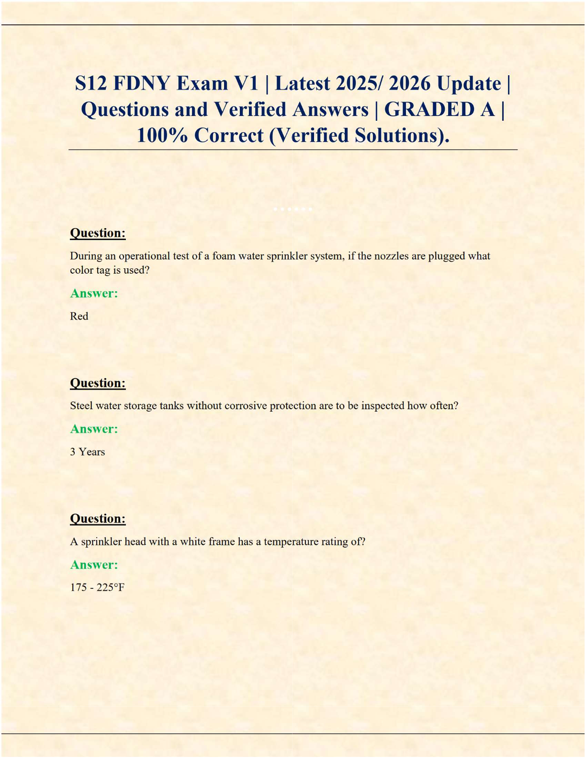 S12 FDNY Exam V1 (Latest 2025/2026 Update) | Verified Questions & Answers | 100% Correct | Grade A
