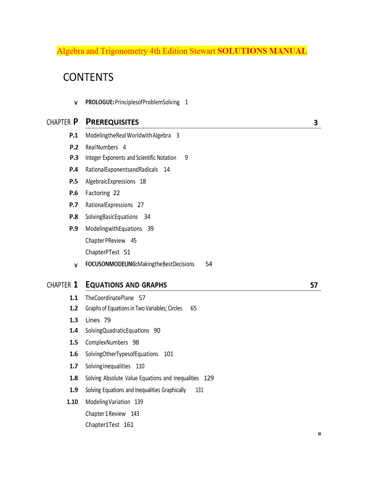 Solutions Manual For Algebra and Trigonometry 4th Edition Stewart