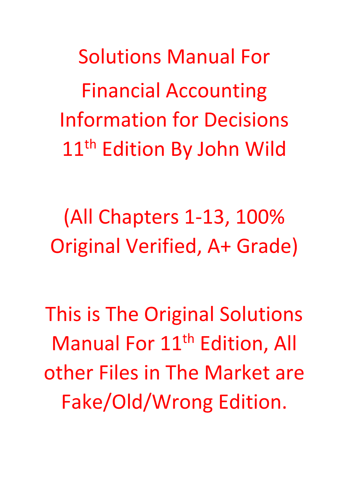 Solutions Manual For Financial Accounting Information for Decisions 11e John Wild