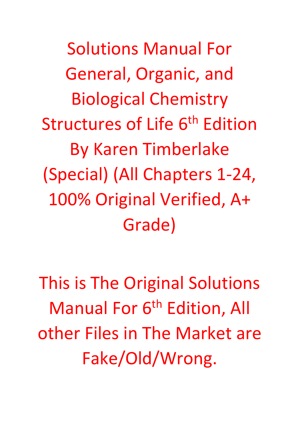Solutions Manual For General, Organic, and Biological Chemistry Structures of Life 6th Edition By Karen Timberlake