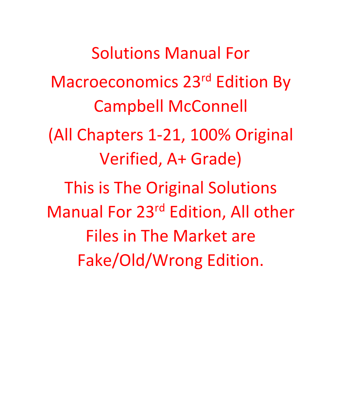 Solutions Manual For Macroeconomics 23rd Edition By Campbell McConnell