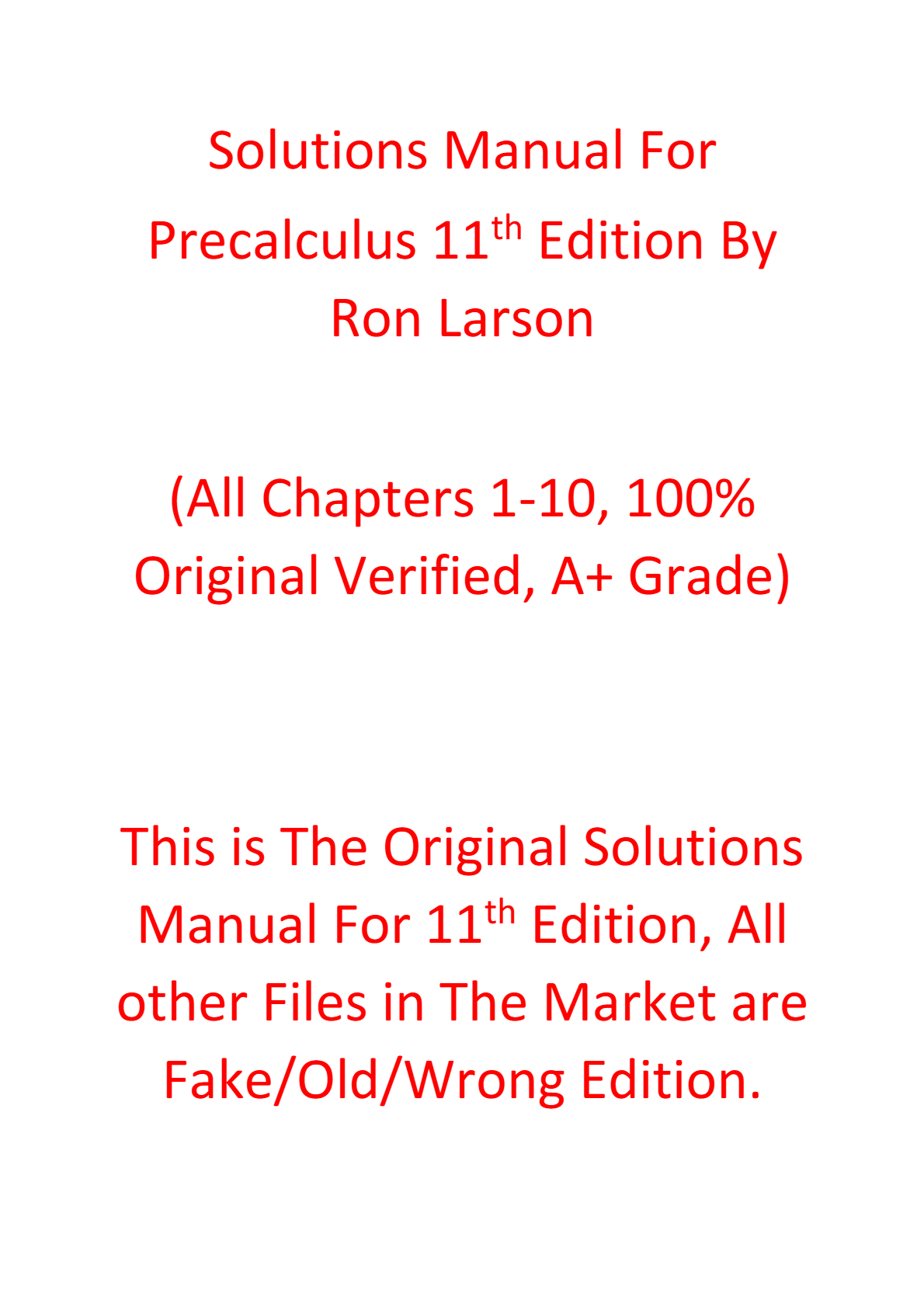 Solutions Manual For Precalculus 11th Edition By Ron Larson
