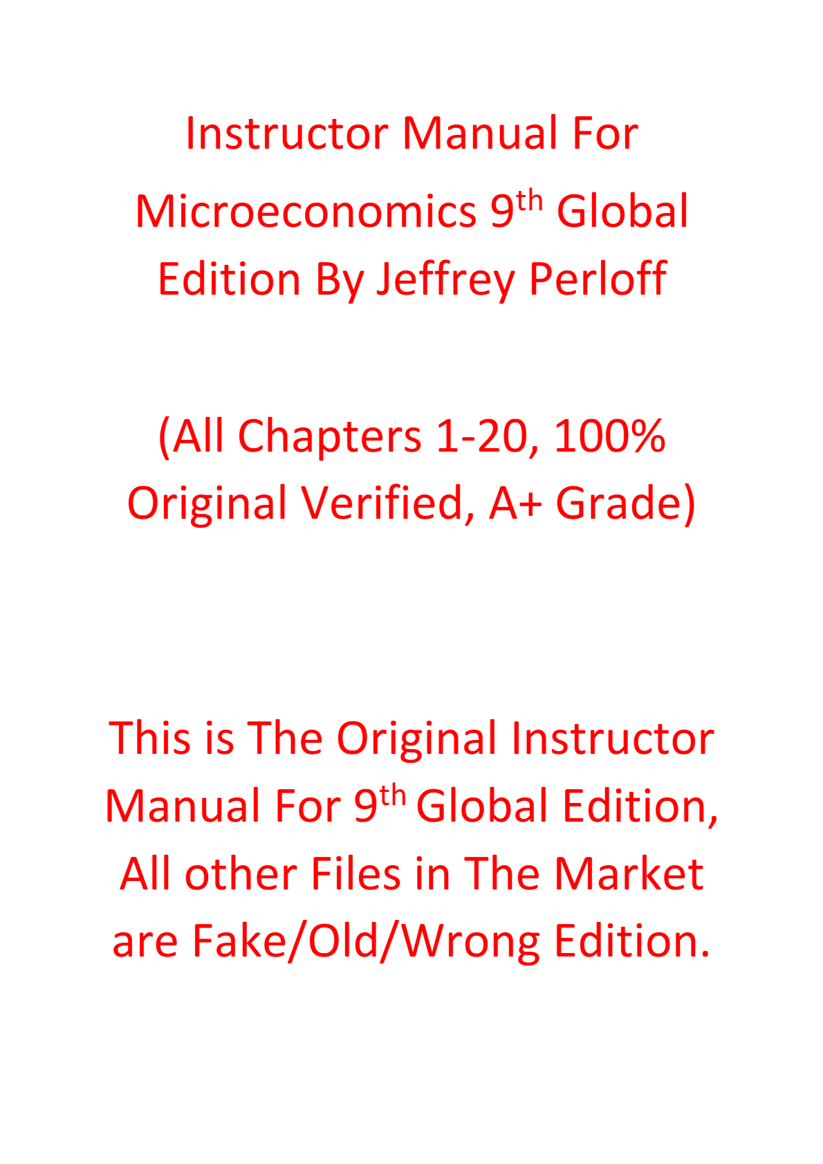 Solutions Manual Microeconomics 9th Global Edition By Jeffrey Perloff