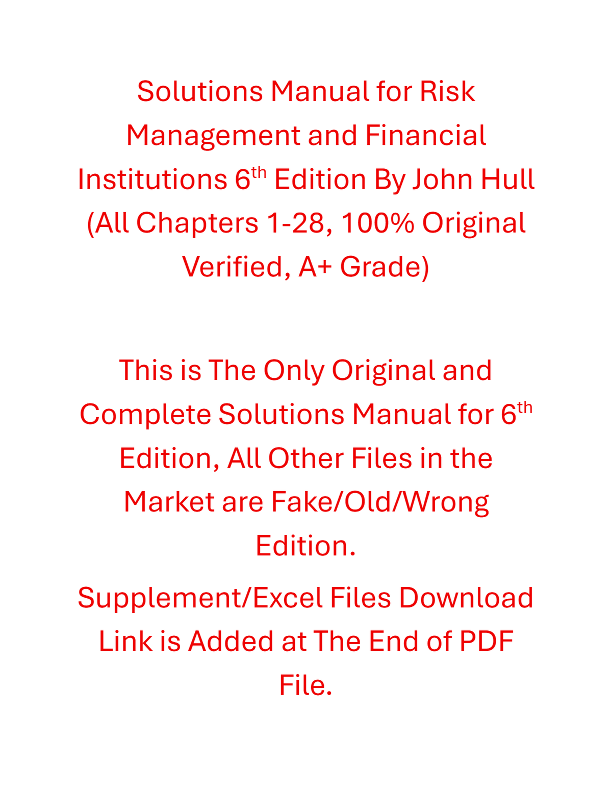 Solutions Manual Risk Management and Financial Institutions 6th Edition By John Hull