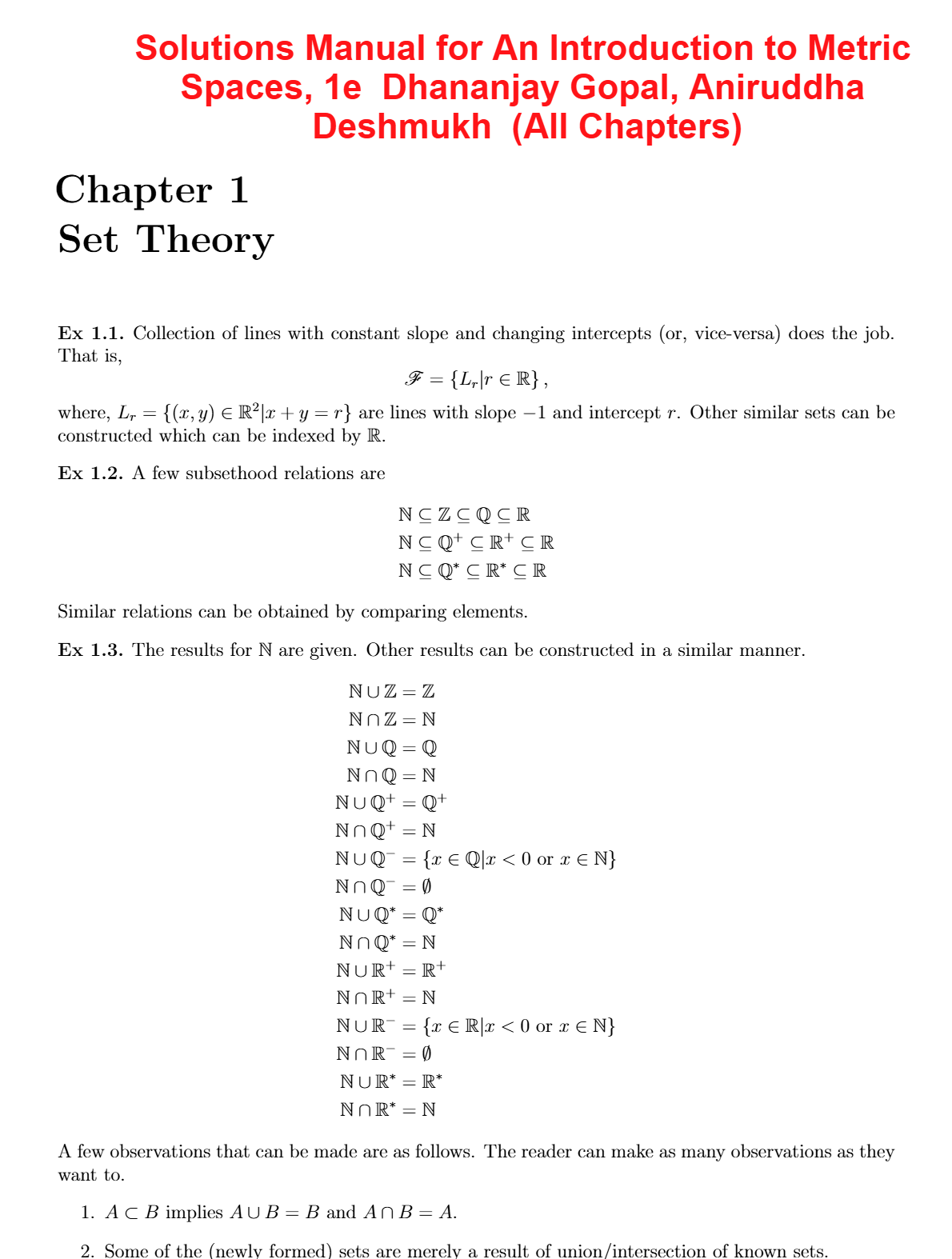 Solutions Manual for An Introduction to Metric Spaces, 1e Dhananjay Gopal, Aniruddha Deshmukh