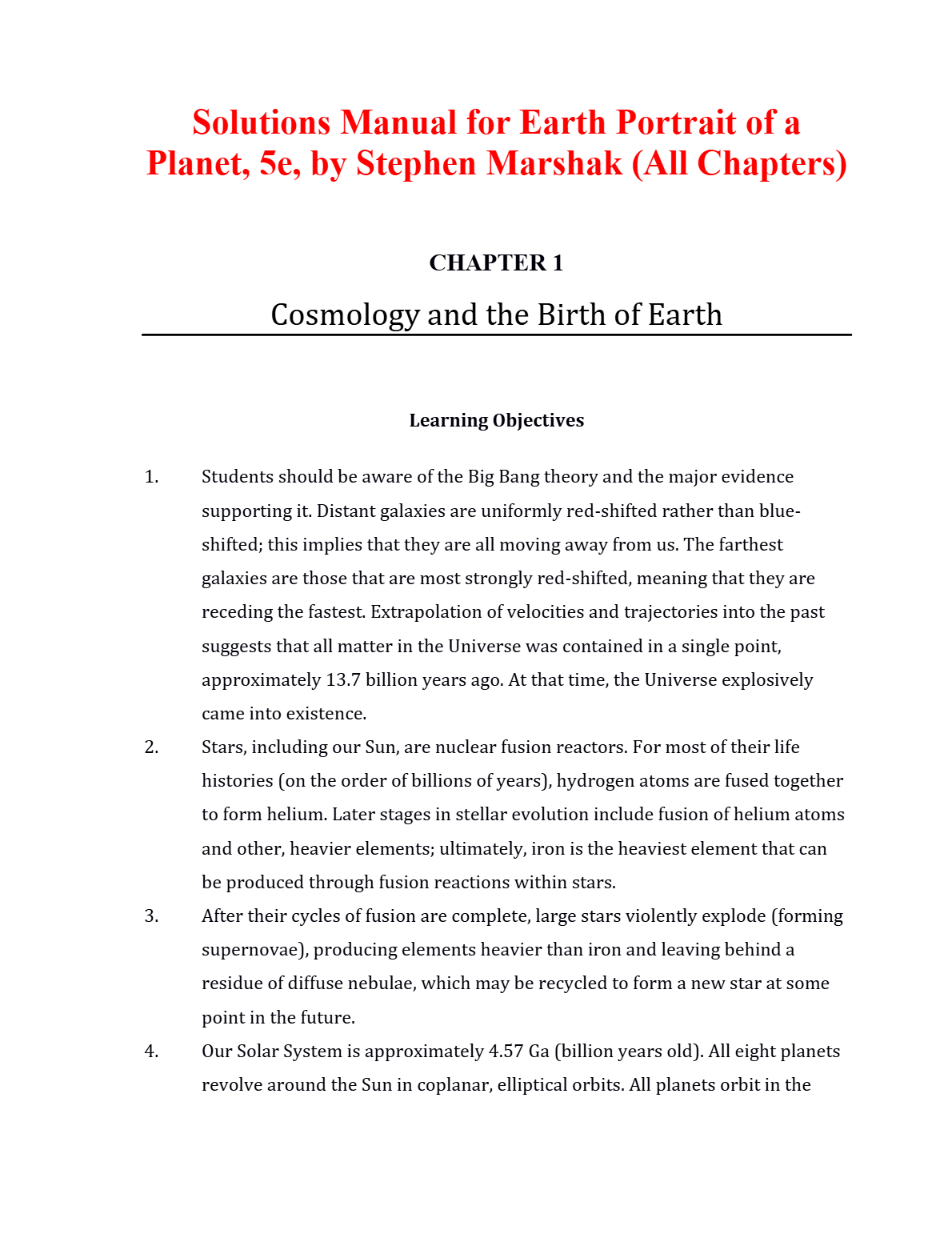 Solutions Manual for Earth Portrait of a Planet, 5th Edition by Stephen Marshak (All Chapters) A+