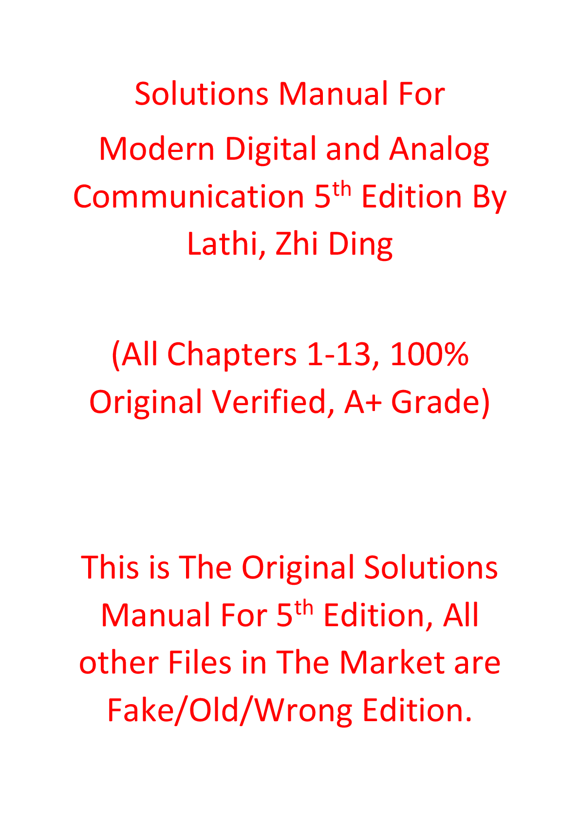 Solutions manual For Modern Digital and Analog Communication 5th Edition By Lathi, Zhi Ding