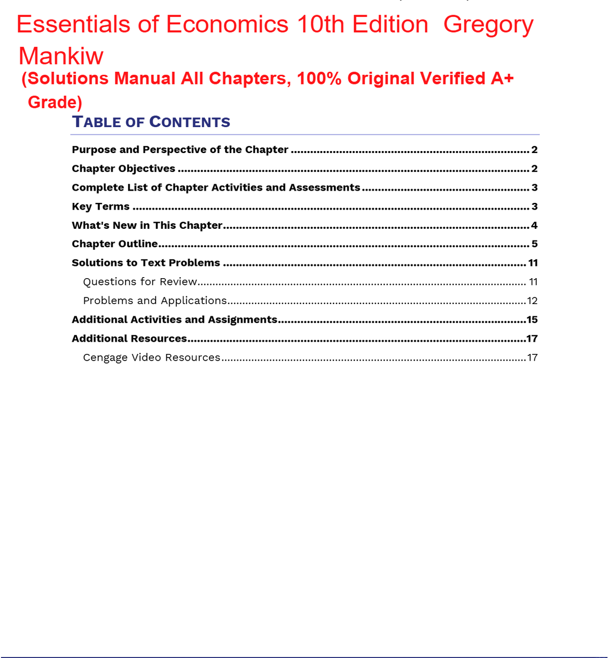 Solutions manual for Essentials of Economics 10th Edition Gregory Mankiw