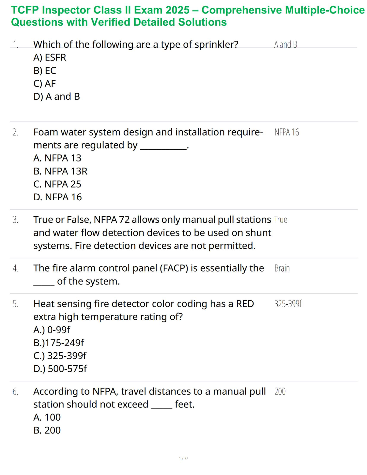 TCFP Inspector Class II Exam 2025 – Comprehensive Multiple-Choice Questions with Verified Detailed Solutions