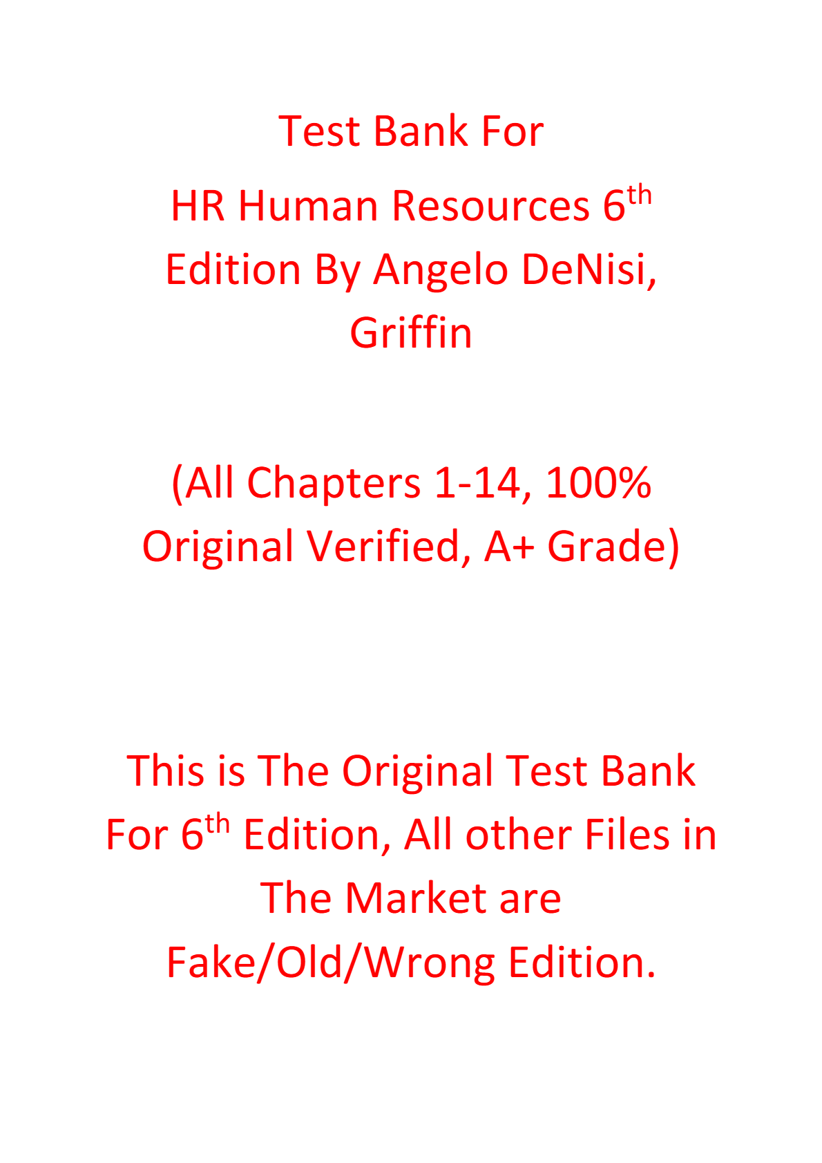 est Bank For HR Human Resources 6th Edition By Angelo DeNisi, Griffin