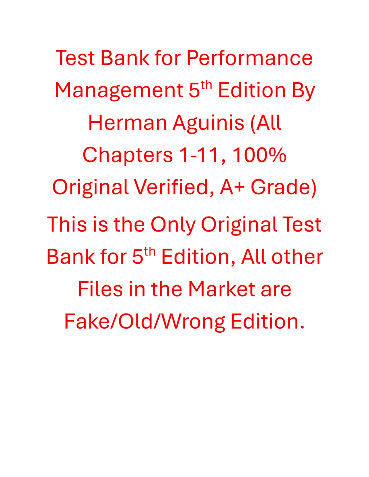 Test Bank Performance Management 5th Edition By Herman Aguinis