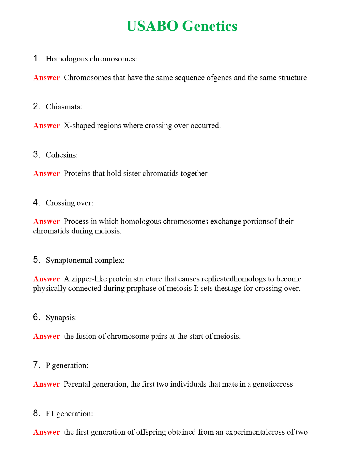 USABO Genetics Questions With Complete Grade A+ Answers