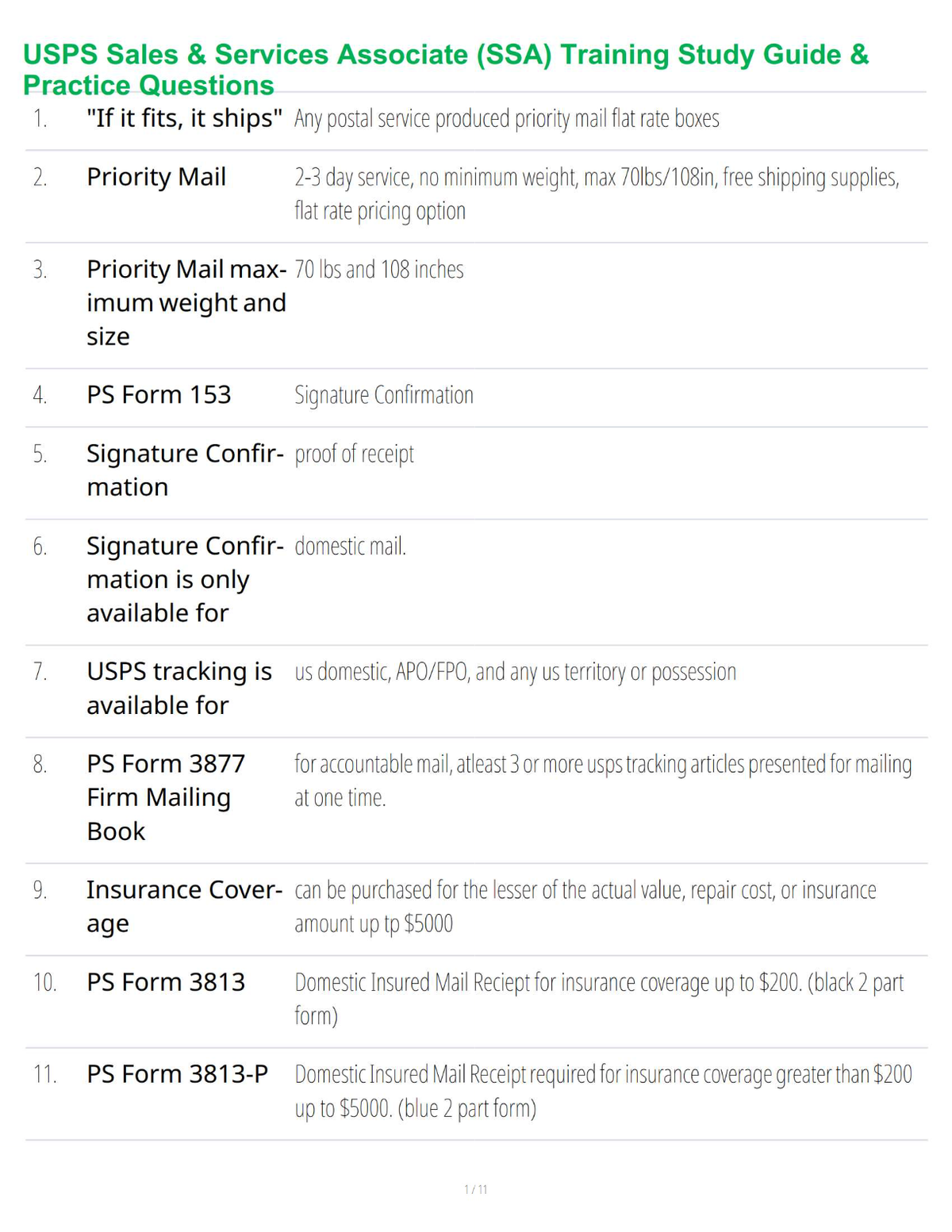 USPS Sales & Services Associate (SSA) Training Study Guide & Practice Questions