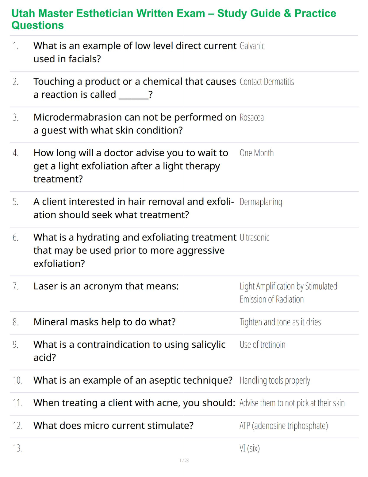 Utah Master Esthetician Written Exam – Study Guide & Practice Questions