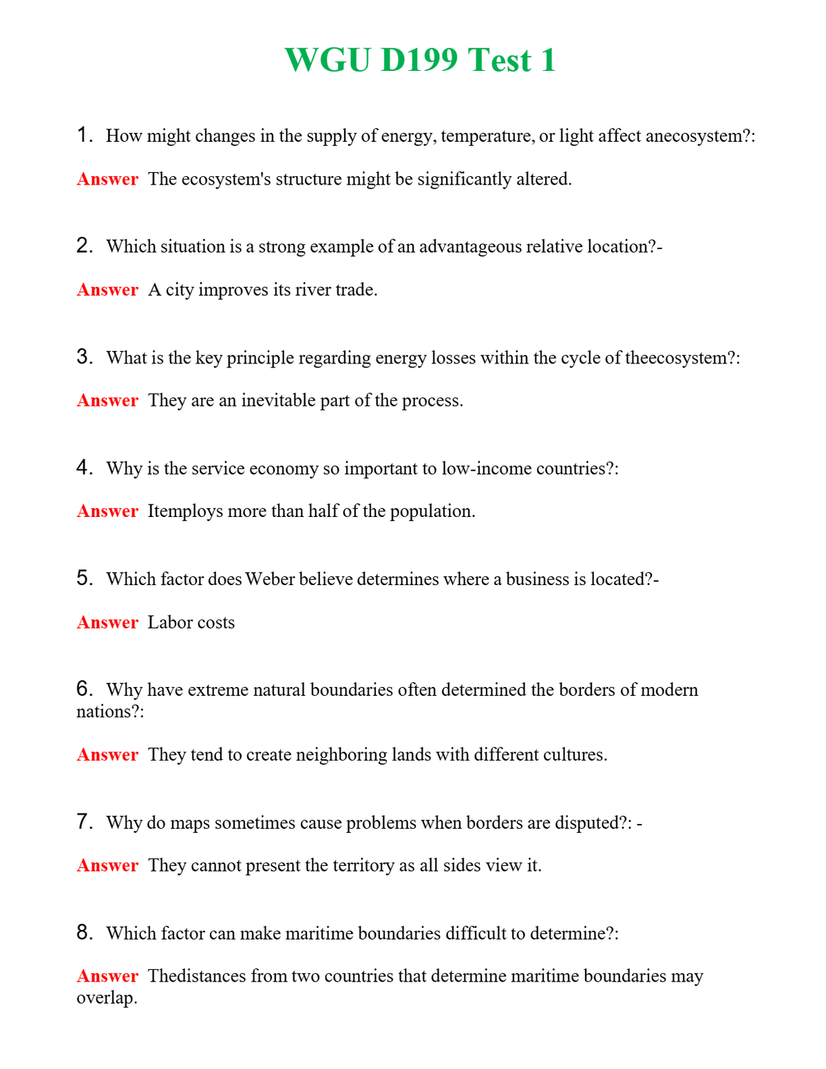 WGU D199 Test 1 Questions With Complete Grade A+ Answers