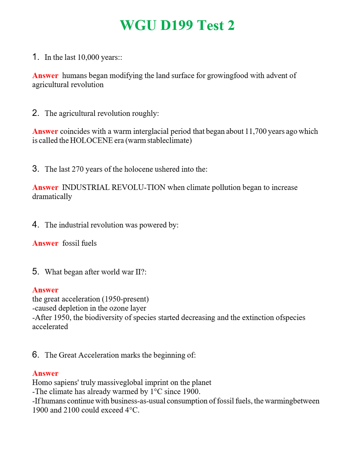 WGU D199 Test 2 Questions With Complete Grade A+ Answers
