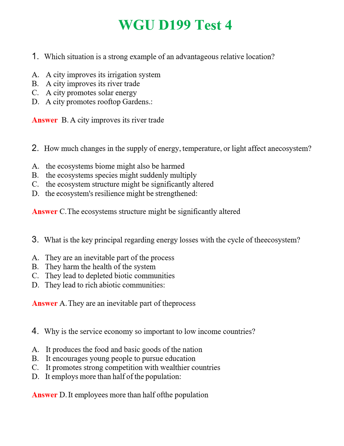 WGU D199 Test 4 Questions With Complete Grade A+ Answers